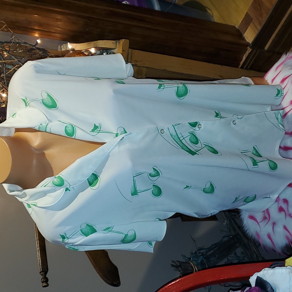70s Vintage rare music note blouse top 2XL/XL EUC